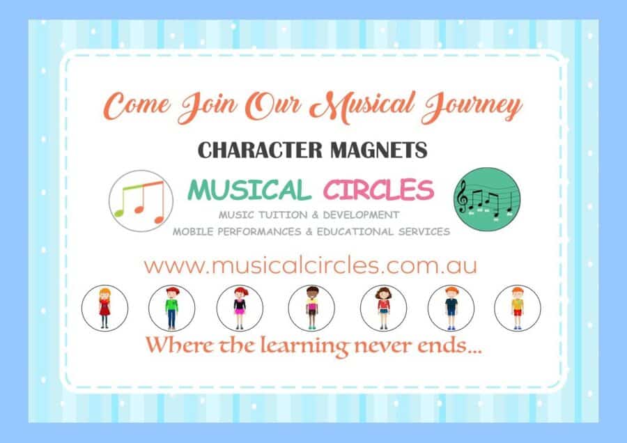 7 Music Character Magnets for ‘Me And My Friends At The Musical Party’ Book