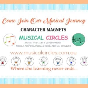 7 Music Character Magnets for ‘The Diatonics Drive To The Musical Dance Club’Book